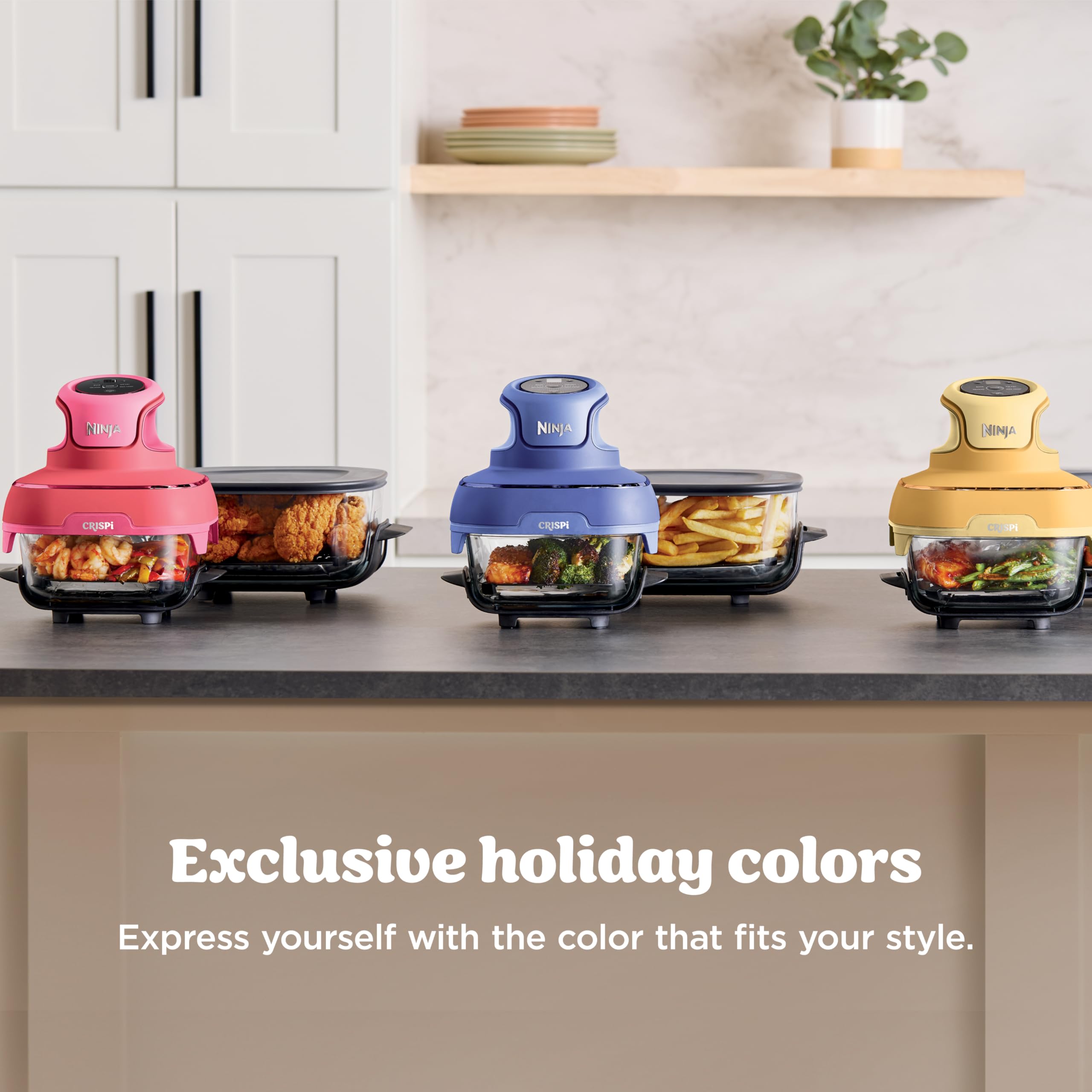 Ninjas | Freidora de aire | Sistema de cocción portátil Crispi 4 en 1 | Recipientes de vidrio de 4 cuartos y 6 tazas, platos para verduras y tapas de almacenamiento incluidos | Apto para microondas, congelador y lavavajillas | Lila esmerilada | FN101PR Ninjas | Freidora de aire | Sistema de cocción portátil Crispi 4 en 1 | Recipientes de vidrio de 4 cuartos y 6 tazas, platos para verduras y tapas de almacenamiento incluidos | Apto para microondas, congelador y lavavajillas | Lila esmerilada | FN101PR