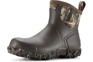 HISEA Men's Rubber Boots Ankle Rain Boots Waterproof Outdoor Mud Bootie for Lawn and Garden