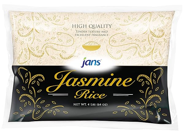 JANS JASMINE RICE – LONG GRAIN WHITE RICE FROM THAILAND, TENDER TEXTURE, EXCELLENT FRAGRANCE | GLUTEN FREE, EASY TO COOK, PANTRY STAPLE, 4LB BAG (PACK OF 1)
