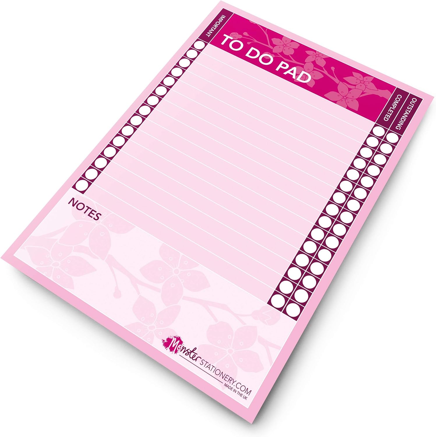 Ashton and Wright - Cherry Blossom - A5 to Do Pad/Daily Schedule Planner/Desk Pad - 60 Sheets - 80gsm - Made in UK