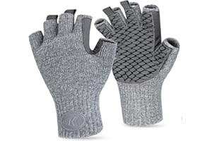 KastKing Bully Wooly Fingerless Wool Fishing Gloves, Cold Weather Warm Glove for Ice Fishing, Winter Gloves for Women & Men