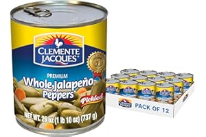 Clemente Jacques Whole Jalapeño Peppers, 26 oz (Pack of 12)