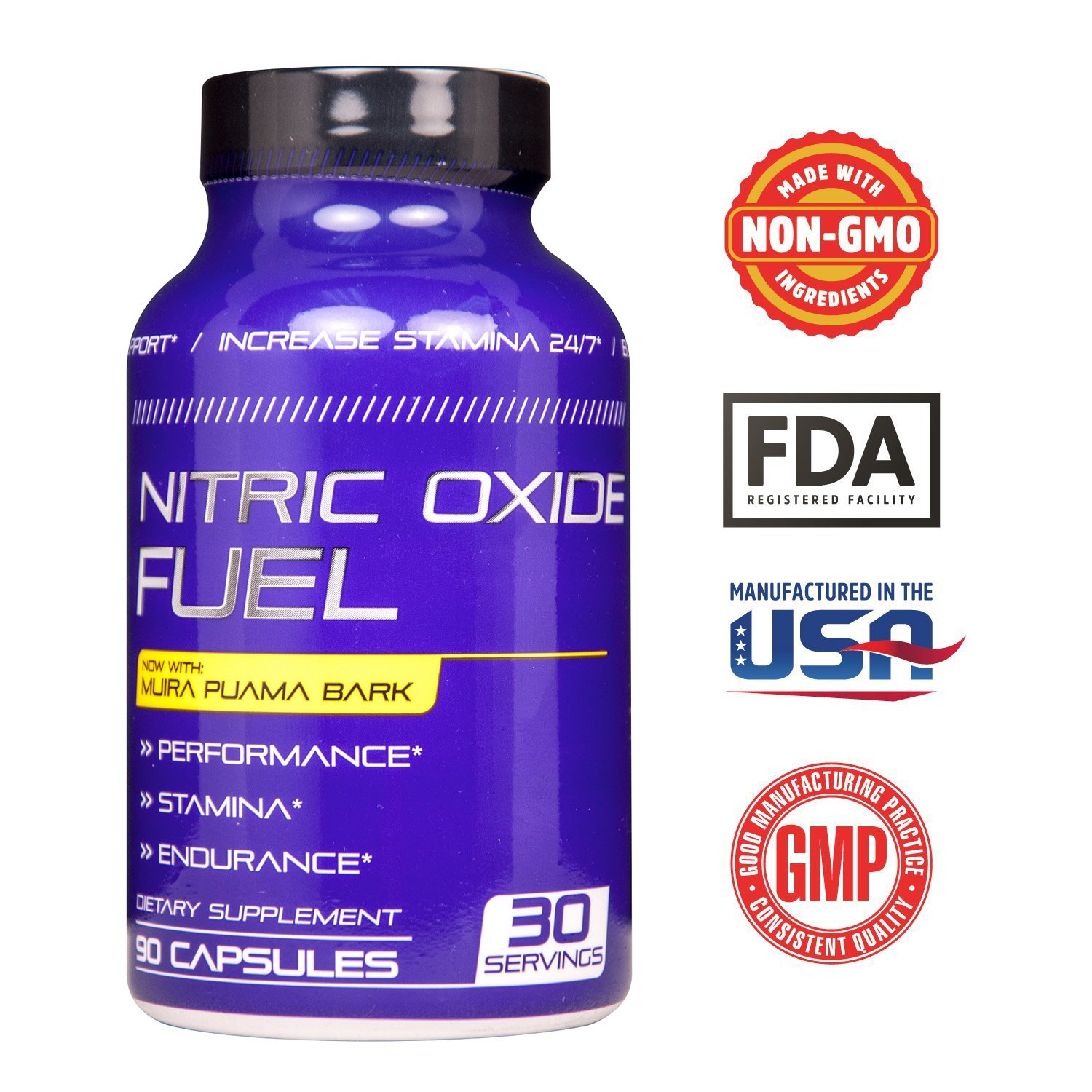 Nitric Oxide Fuel - Nitric Oxide Complex for Stamina Endurance Size & Physical Performance - Maca, Tribilus, Ginseng & Essential Amino Acids to Boost Stamina, 90 Caps Made USA