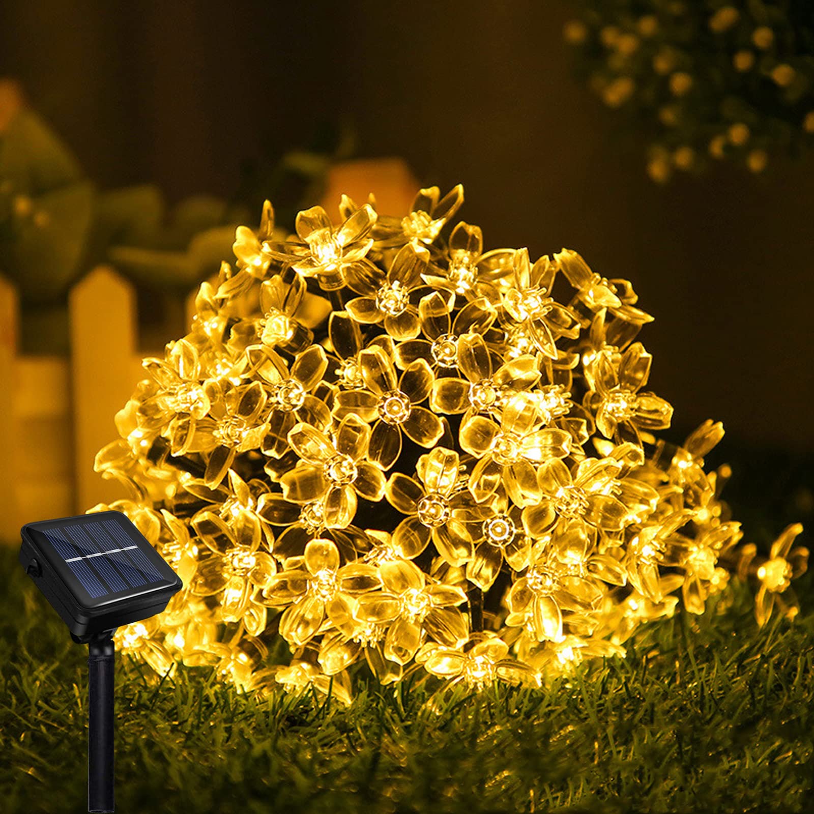Micacorn Christmas Solar String Light Garden Blossom Lights Solar Fairy Lights 23ft 8 Modes 50 LEDs Waterproof Flower String Lights for Outdoor Wedding Party Christmas Decorations