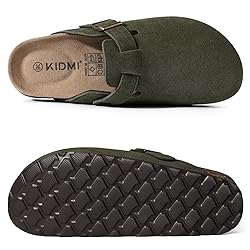 KIDMI Women's Genuine Suede Clogs Cork Footbed
