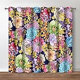Jekeno Bohemian Colorful Floral Blackout Curtains Boho Multicolor Mandala Flower Print Decor Home Apartment Bedroom Living Room Darkening Grommet Window Drapes 2 Panels Set,52x84 Inch