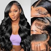 30 Inch 13x6 Lace Front Wigs Human Hair Pre Plucked Body Wave HD Transparent Lace Frontal Wigs Human Hair Real 180% Density G