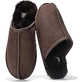 Project Cloud Mens Slippers 100% Genuine Leather and Genuine Shearling Lining – House Slippers for Men with Memory Foam Insole – Lightweight & Non Slip Mens House Shoes