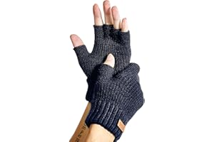 JYUYNY Fingerless Gloves for Women Men, Winter Warm Alpaca Wool Stretch Knit Adult Half Finger Glove for Typing, Driving