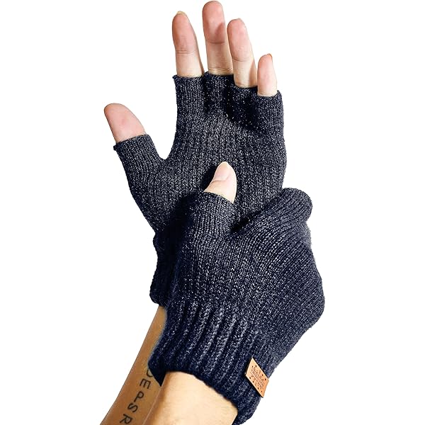 WHOLEWOOLS Wool Fingerless Gloves Half Finger Gloves for