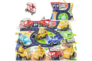 TEMI Toddler Pull Back Car Toys for 1 2 3 Year Old Boy Girl, 12 Pieces Baby Toy Cars with Play Mat/Storage Bag, Baby Toys 12-18 Months, Birthday Gifts for Toddler Toys Age 1-2