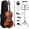 Aileen 1/4 Violin Set, Beginners Fiddle Kit for Teenagers with Hard Case, Music Stand, Shoulder Rest, Rosin, Bow, Tuner, Extra Strings, Mute, Wall Mount, Fingerboard Sticker, Cleaning Cloth