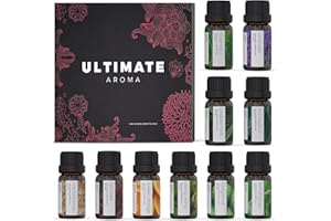 Essential Oils by Ultimate Aroma Top 10 Aromatherapy Oils Gift Set - Lavender/Tea Tree/Eucalyptus/Peppermint/Lemongrass/Sweet