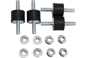 BOPOREAE 4 Pcs M6 20 x 15 mm Rubber Isolator Mounts Double Studs Shock Absorber with 8 Pcs Locknuts, Cylindrical Anti Vibration Isolation Damping Mounts for Compressors Pumps Generators Motor Engines