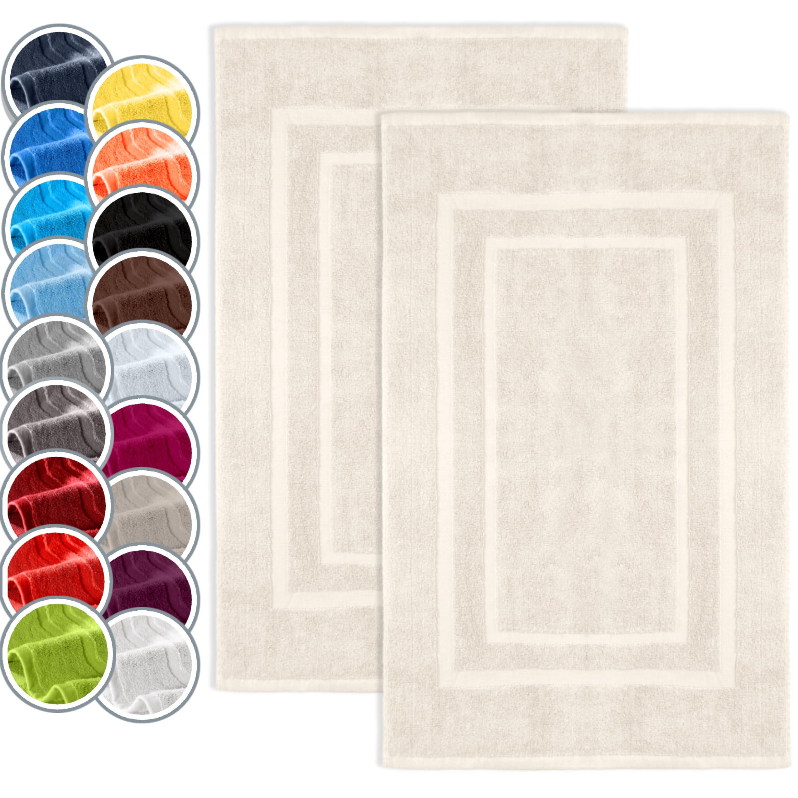 NatureMark Pack of 2 Terry Towelling Bath Mats, 50 x 80 cm, 100% Cotton, Cream — image 1