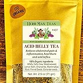 Herb Man Teas Acid Reflux Tea - Reduces Abdominal Inflammation, Heartburn, and Acid Reflux, formulated by Master Herbalist Khabir- Organic, Non-GMO, no addatives