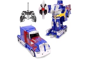 Family Smiles RC Toy Car Truck Transforming Robot Kids 8 - 12 years Remote Control Vehicle 1:14 Scale Blue
