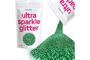 Hemway Emerald Green Premium Glitter Multi Purpose Dust Powder 100g / 3.5oz for use with Arts & Crafts Wine Glass Decoration 