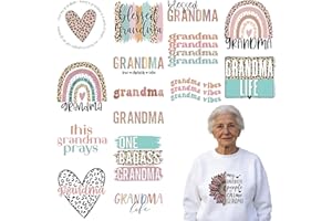 Shejdgart Dtf Transfers Ready to Press - 16 Pcs Grandma Iron on Patches for T-Shirts, Leopard Print Iron on Stickers Heat Tra