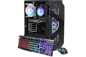 STGAubron Gaming PC Desktop Computer, AMD Ryzen 5 5500 up to 4.2G, Radeon RX 6500 4G, 16GB DDR4, 512GB SSD, WiFi 6, BT 5.2, RGB Fan x4, Windows 11 Home
