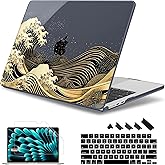 May Chen for M4 MacBook Air 13.6 Inch Case 2025 2024 2023 2022 Release Models: A3240 A3113 M3 A2681 M2, Plastic Hard Shell Case for MacBook Air 13.6" with Retina Display Fits Touch ID, Black Sea Wave