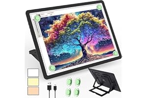 Phylosal Rechargeable A3 LED Light Pad with Built-in Stand, Magnetic Tracing Light Box for Drawing, Diamond Art Light Board with Side Button, Super Bright Light Table for Diamond Painting, Sketching