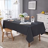 Deconovo Oxford Tablecloth 130x130 cm Dark Grey Water Resistant view 2