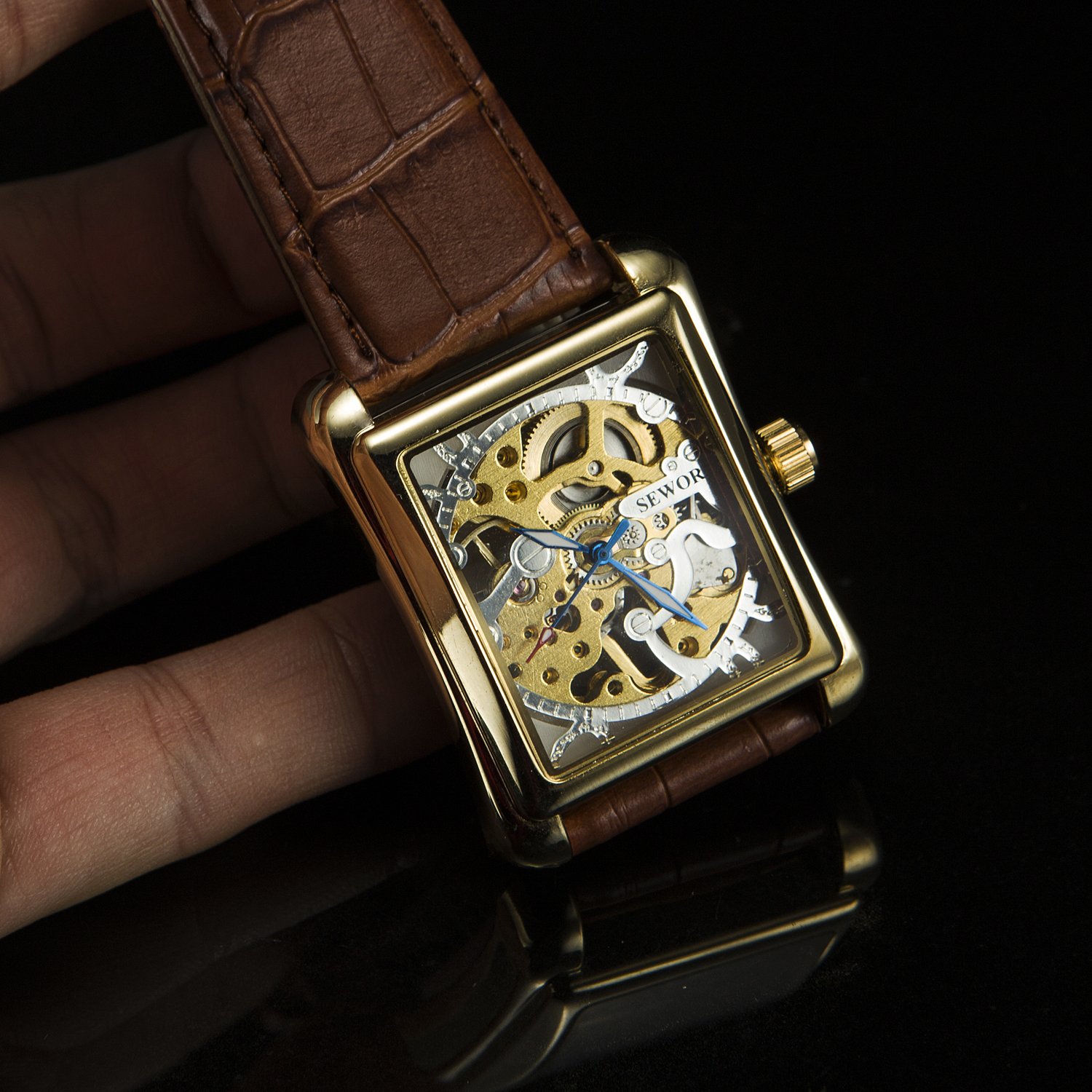 Sewor Men\'s Mechanical Leather Wrist Watch D1248