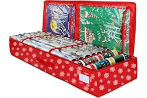 Delixike Christmas Wrapping Paper Storage Organizer, Gift Wrap Storage Bag with Pockets,600D Heavy Duty Underbed Gift Wrap Organizer Fits for Holiday Accessories Ornaments (Large)