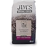 Jim’s Organic Coffee – Espresso Jimbo Blend – Medium / Dark Roast, Whole Bean, 12 oz Bag