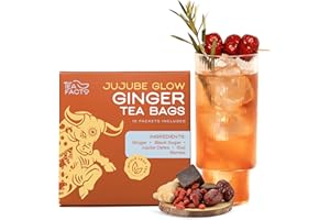 Tea Facto Inner Glow* Jujube Ginger Tea Bags with Dried Ginger Roots and Red Dates - Natural Fiber, Zero Added Sugar, Zero Caffeine - 10 Count