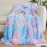 Tie Dye Blue Plush Throw Blanket – 50x60 Inch Soft & Cozy Fluffy Blanket, Fuzzy Shaggy Couch Bed Cover for Living Room, Bedroom Decor – Gift for Women, Men, Him & Her