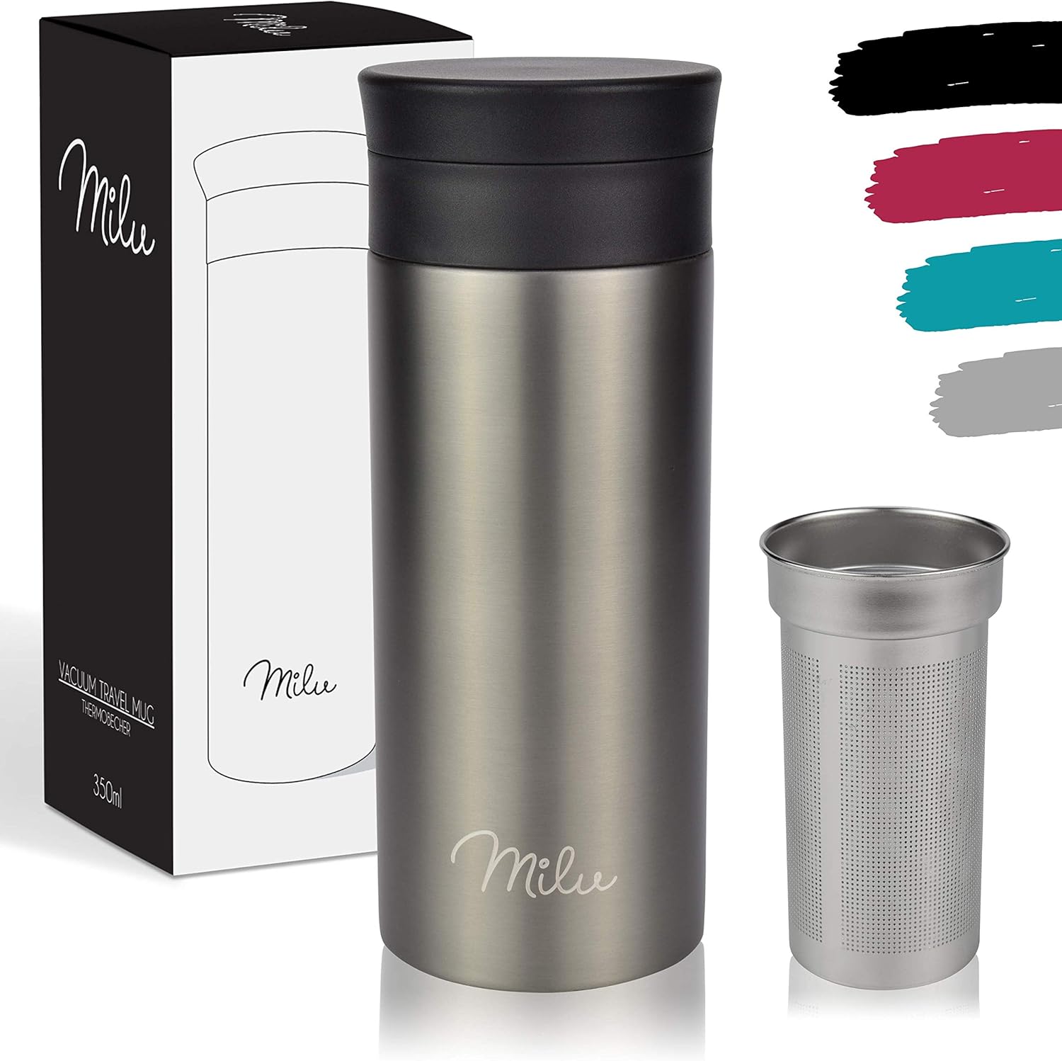 Milu Edelstahl Thermobecher to go - 350ml, 450ml - 100% Auslaufsicher ...