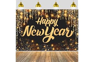 HIPARTY New Years Decorations, Happy New Year Banner Backdrop, New Years Eve Party Photography Supplies for NYE Decorations 2025, Happy New Year Eve Decorations for Door Background NYE Party Favor Outdoor