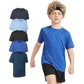 Helebowe 5 Pack Boys&Girls Athletic Quick Dry Short Sleeve Youth Performance Activewear T-Shirt for Kids