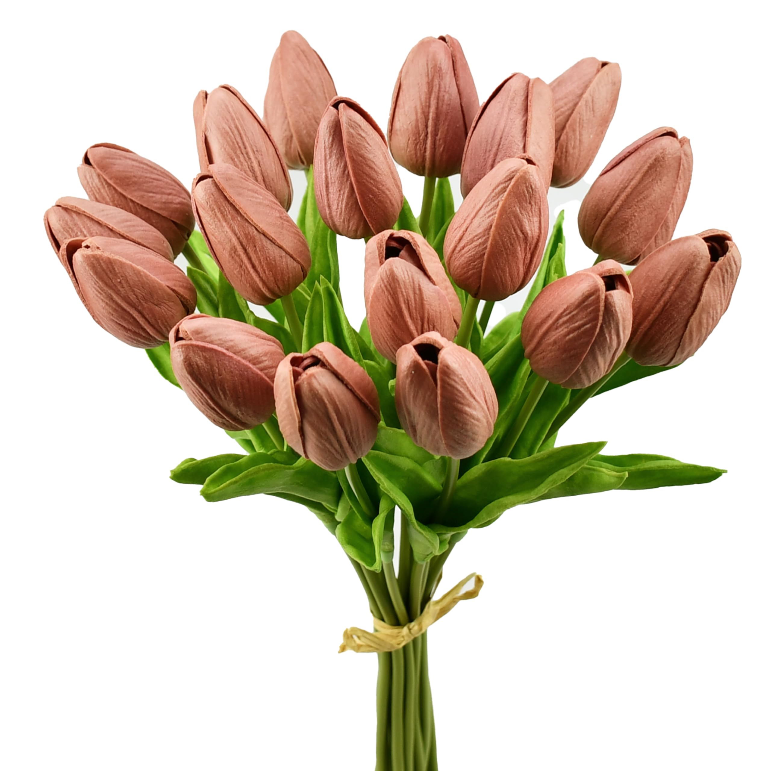 Mandy's Artificial Tulips 20 Stems Mauve PU Faux Flowers for Valentine's Day and Easter Decorations Wedding Home Decor 13.5 Inch