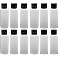 12-2-ounce Travel Bottles with Flip Caps (Black Cap)