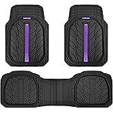 CAR PASS Tire Tread DeepDish Rubber Floor Mats for car Heavy Duty car mats All Weather, Universal XL~M Trim to Fit for Truck SUV Vehicle Automotive, Waterproof car mats 3 Piece (Purple Black)