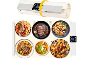CRUIFU Food Warming Mat, Electric Warming Tray with 5 Temperature Settings & 4 Hours Timer, Full Surface Fast Heating Pad, Premium Silicone Foldable Food Warmer for Gatherings, Buffet, Parties