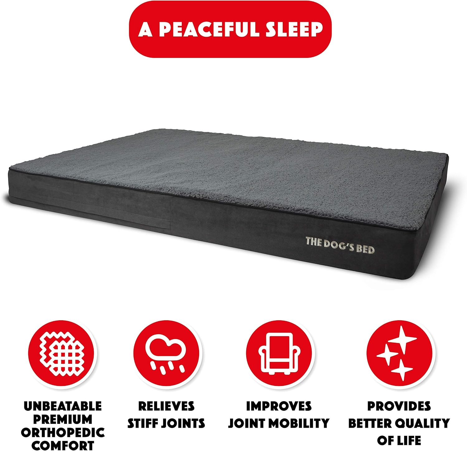 The Dog’s Bed Orthopaedic Dog Bed XXXL Grey Plush 162x111cm, Premium Waterproof Memory Foam Dog Bed - Image 3