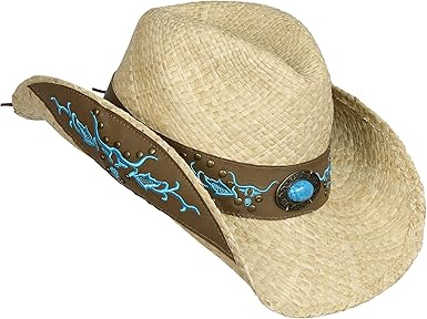 turquoise straw cowboy hat