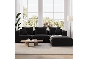 Novilla 106" Modular Sectional Sofa, Modern Cloud Sectional Couch with Smarts Coil™ Support, L-Shape Boneless Couch for Living Room Apartments Bedroom, No Assembly Required (3 Seater + 1 Ottoman)