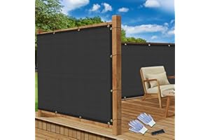 AOSION 6' x 50' Privacy Screen Fence 180 GSM Heavy Duty 90% Blockage Windscreen Mesh Shade Net Cover for Wall Garden Yard Chain Link Fence Privacy with Gloves & Zip Ties (Black)