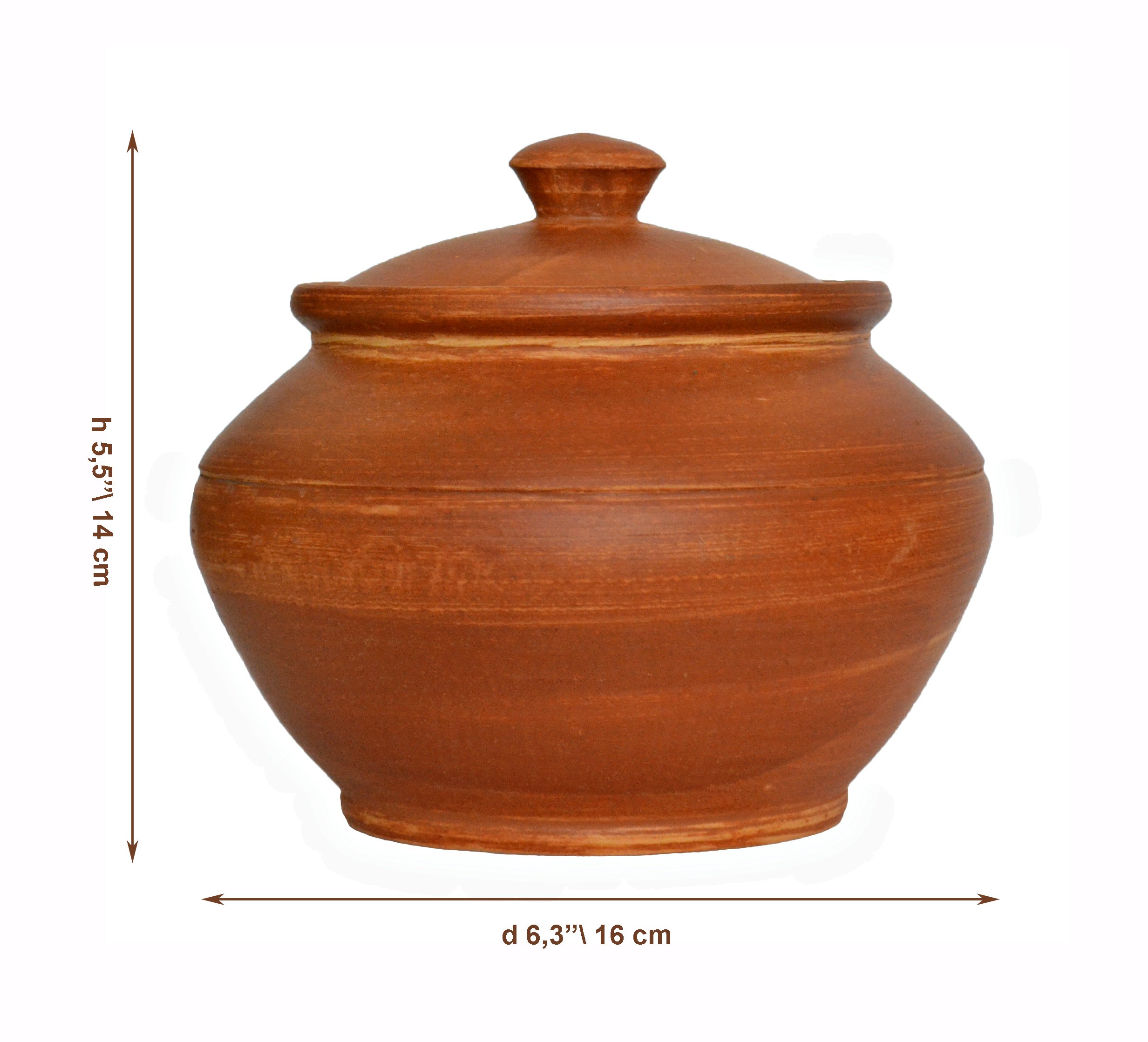 Handmade 34oz 1L Ceramic Cooking Pot Red Clay Kitchen Artisan Cookware ...