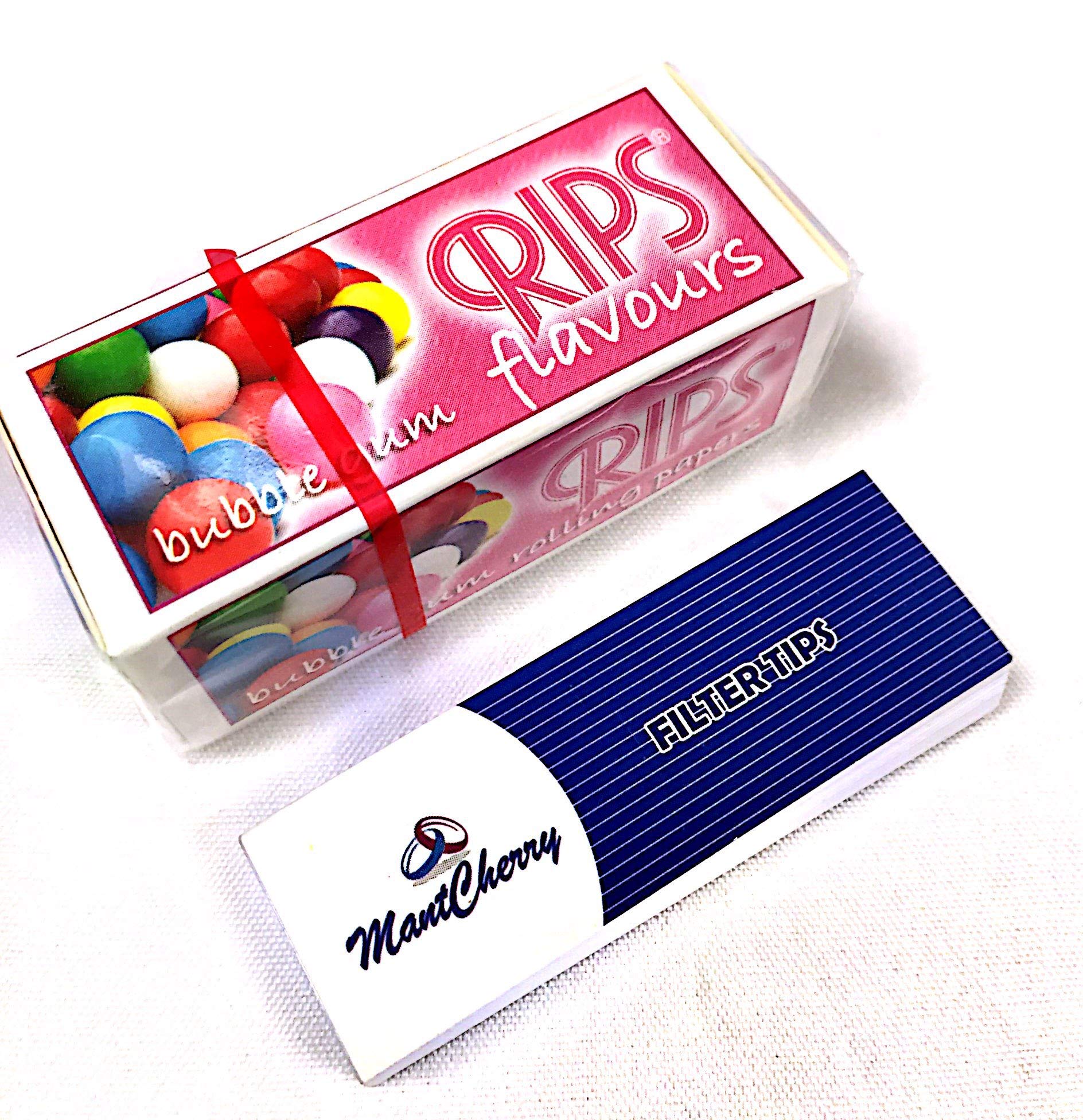 MONTCHERRY Brand Tips & RIPS Flavoured Cigarette Rolling Paper in ''Bubblegum'' Flavor - 6 Rolls Combo by Trendz