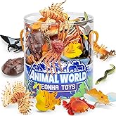 Sea Animals Toys with Gift Box, 48 Piece Mini Vinyl Plastic Ocean Animal Figure, Sea Creatures Themed Sensory Bins, School Pr
