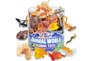 YEONHA TOYS Sea Animals Toys with Gift Box, 48 Piece Mini Vinyl Plastic Ocean Animal Figure, Sea Creatures Themed Sensory Bins, School Project, Birthday Cupcake Topper Party Supplies, Preschool Toys for Kids