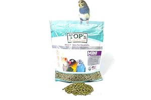 TOP's Parrot Food Mini Pellets Bird Food for Budgies, Cockatiels, Parrotlets, Lovebirds, Parakeets - Non-GMO, Peanut Soy & Corn Free, USDA Organic Certified - 1 lb