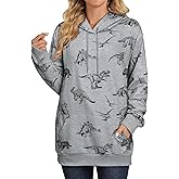 RMCMS Women Cute Dinosaur Graphic Hoodies Lightweight Comfrt Pullover Hoodies Casual Sweatshirts with Pockets