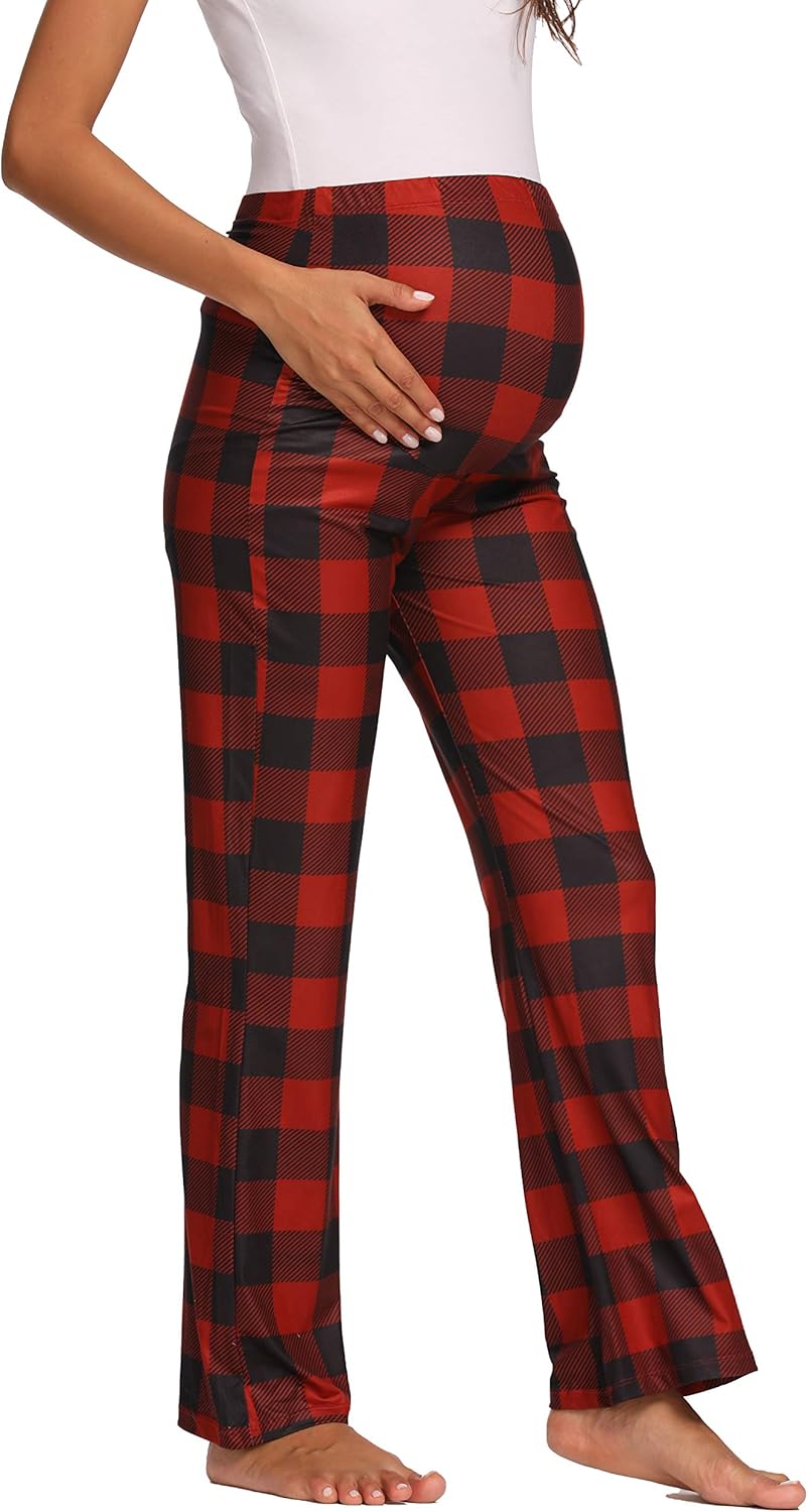 V VOCNI Maternity Comfy Casual Pants Palazzo Wide Leg Maternity Lounge Pants Stretch Floral Print Over The Belly Pants at  Women’s Clothing store